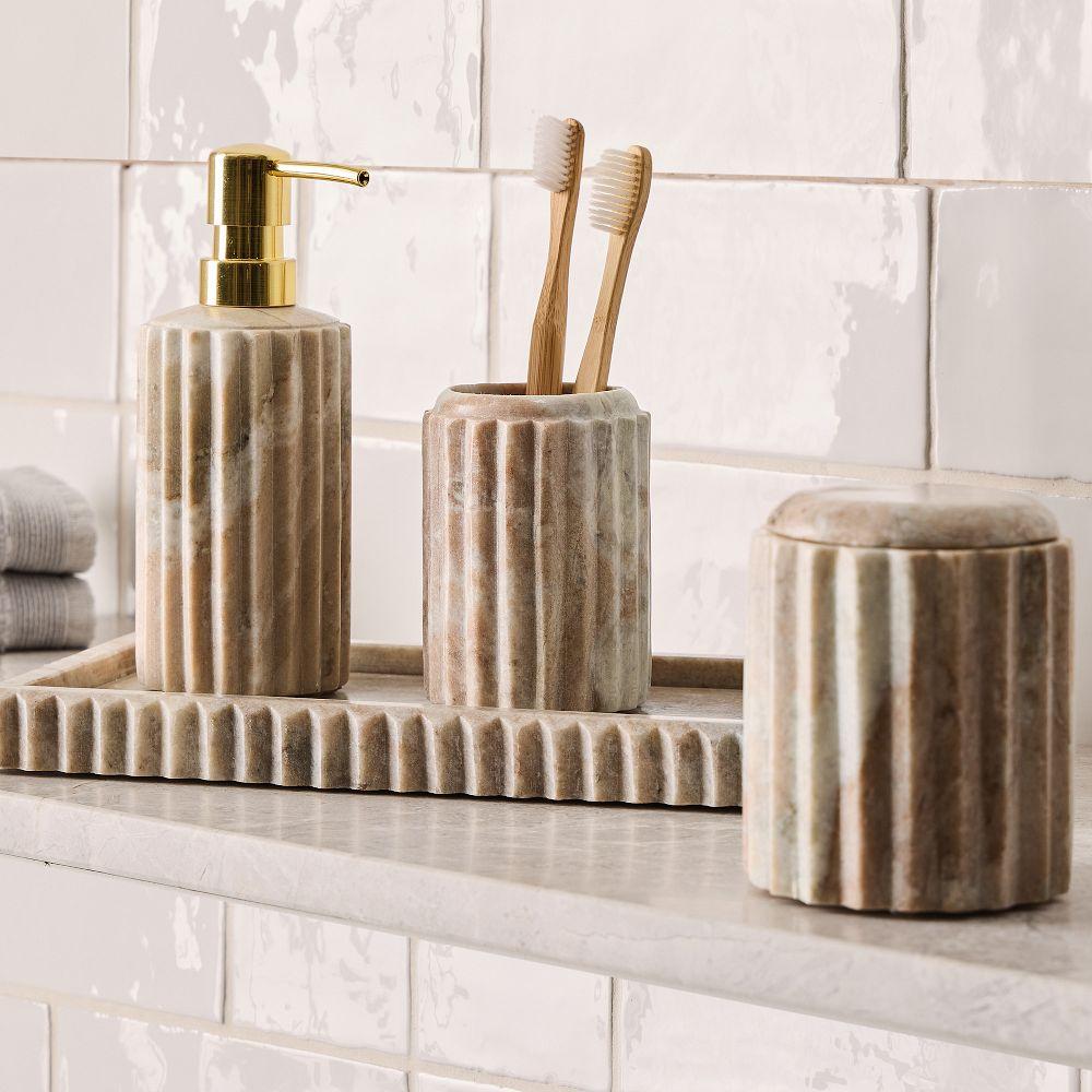 Fluted Marble Bath Accessories