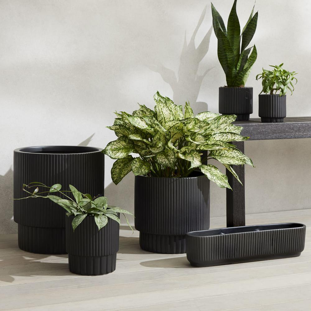 Fluted Indoor/Outdoor Planters - White