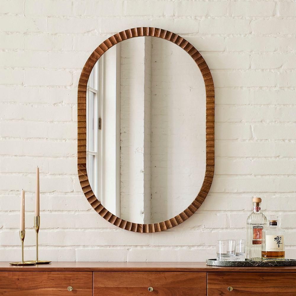 Frida Fluted Wood Wall Mirror