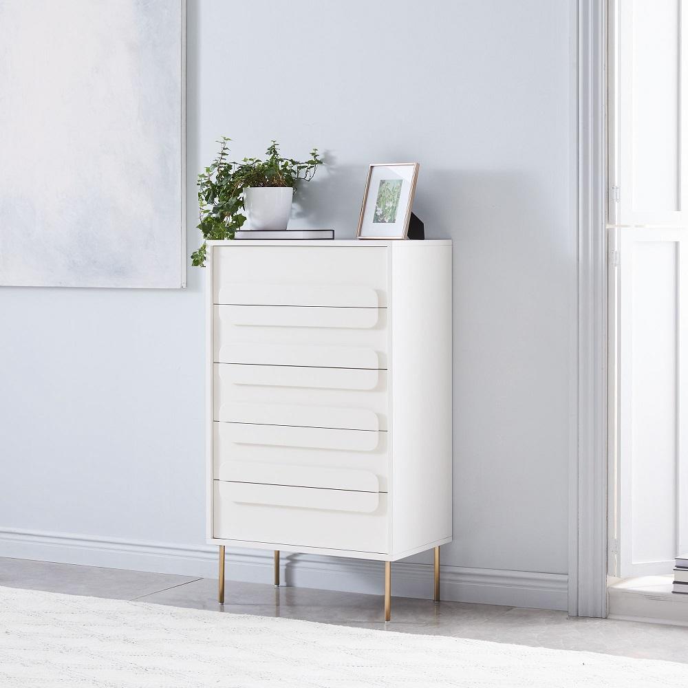 Gemini 5-Drawer Chest - White Lacquer