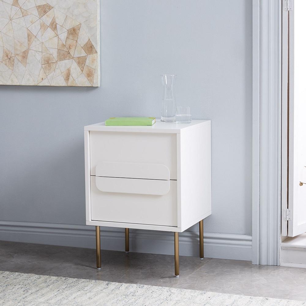 Gemini Bedside Table - White Lacquer