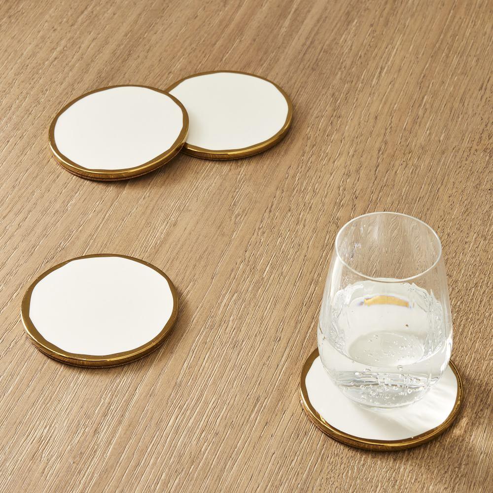 Gilded Edge Ceramic Coasters (Set of 4)