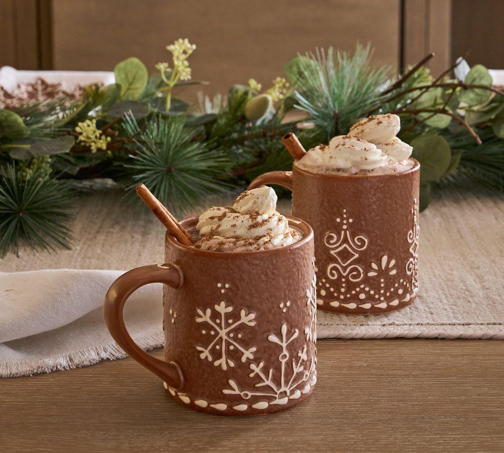 Pottery Barn Gingerbread Stoneware Mugs – Set of 2
