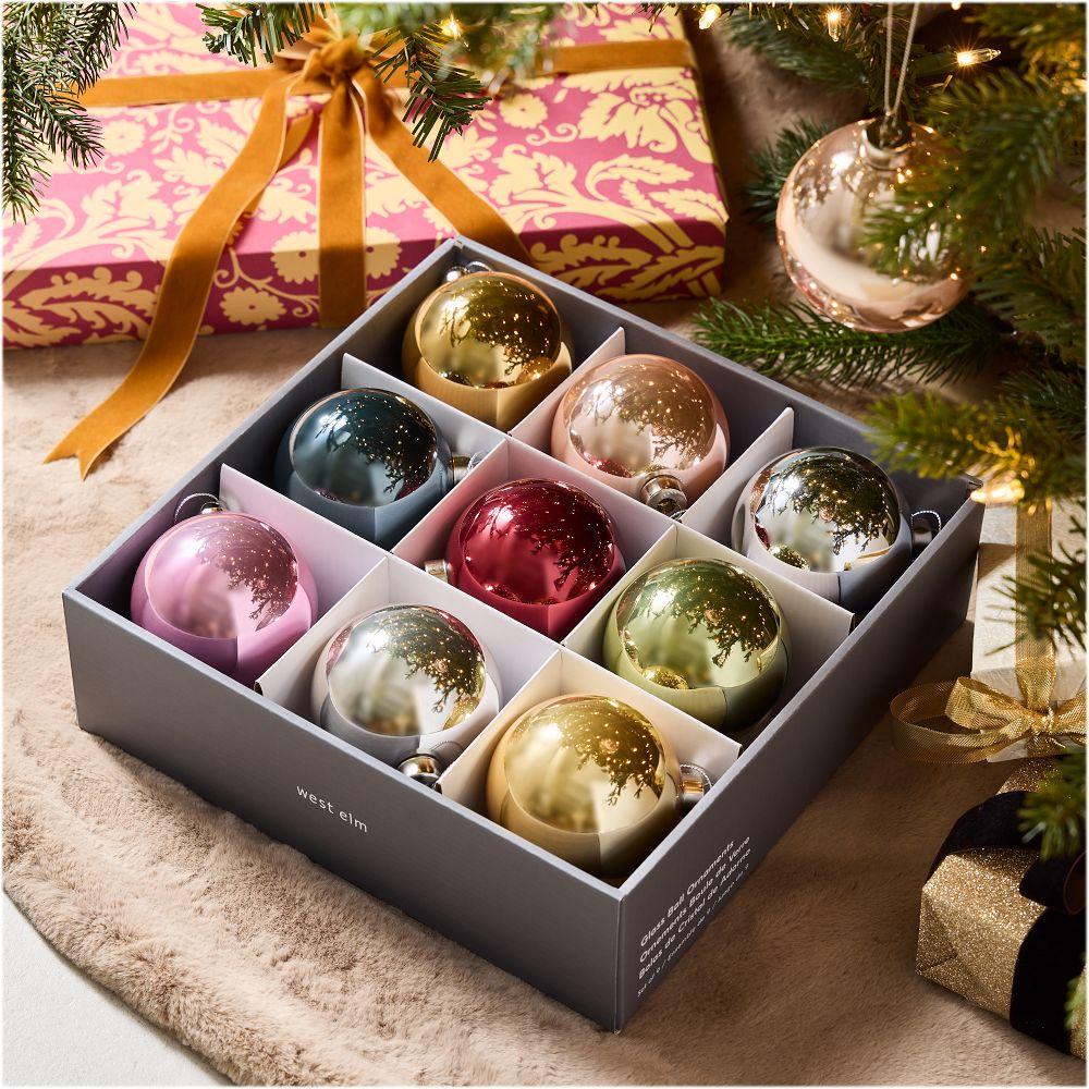 Decorator Glass Ball Bauble Box (Set of 9)