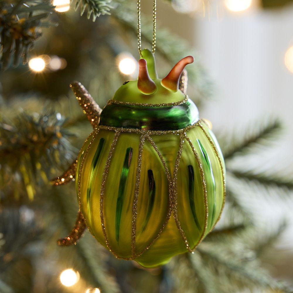 Glass Green Beetle Bauble