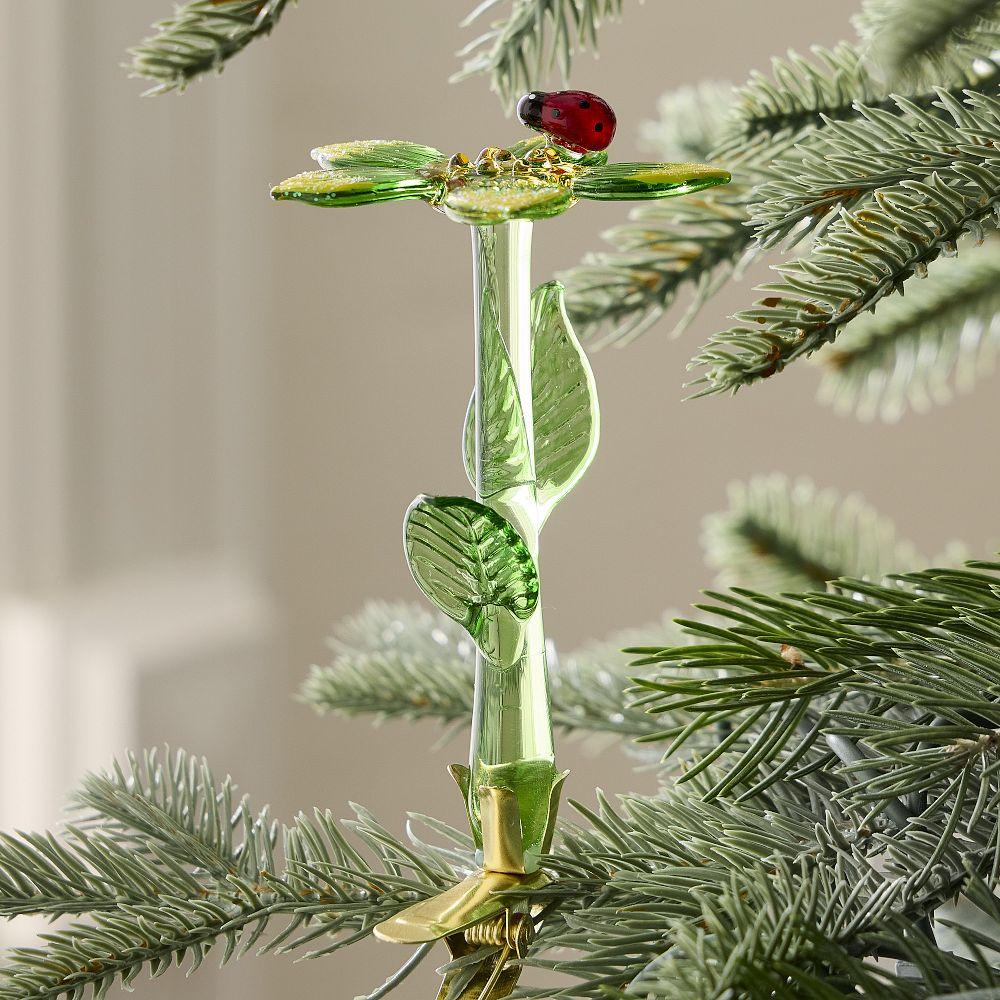 Glass Green Iris Clip-On Bauble