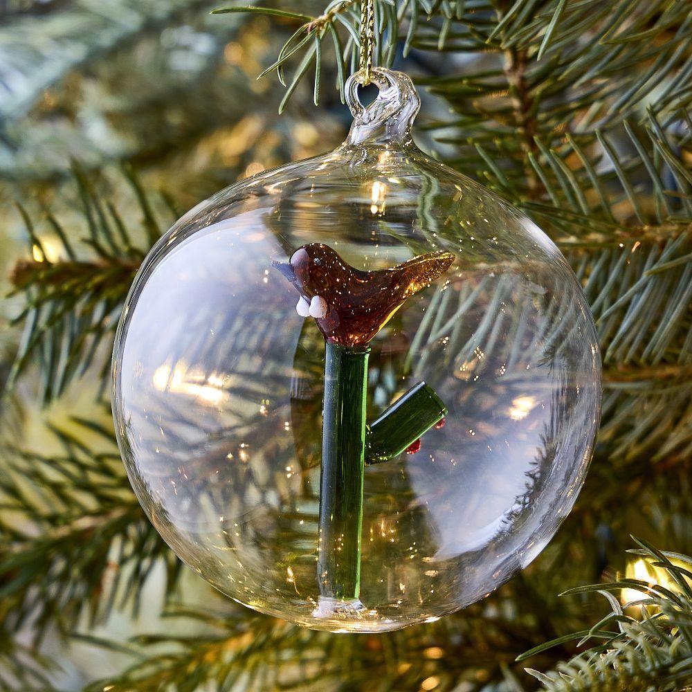 Glass Orb Cardinal Bauble