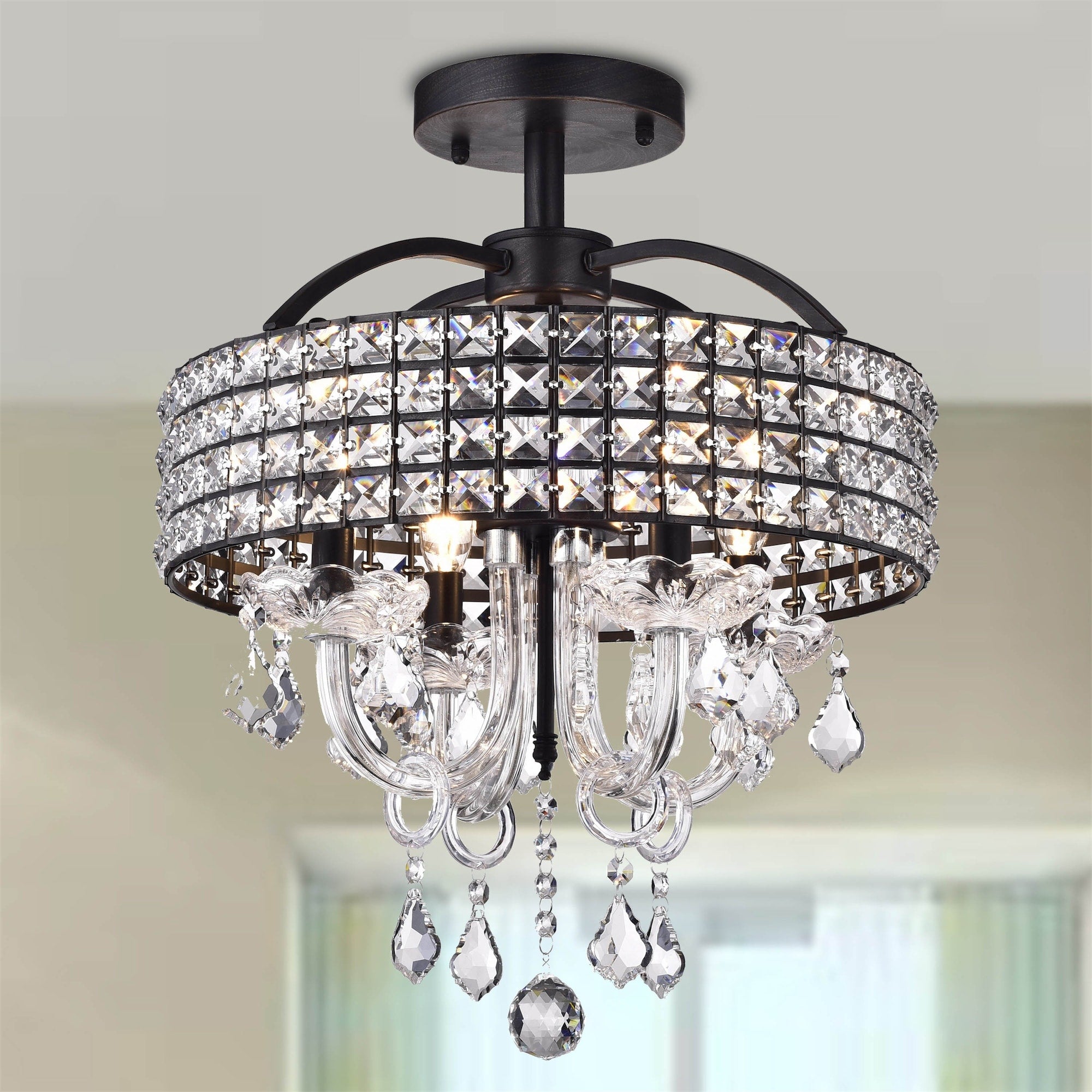 Antares 4 Light Black Semi Flush Mount