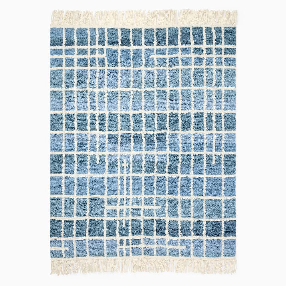 Grid Plaid Shag Rug