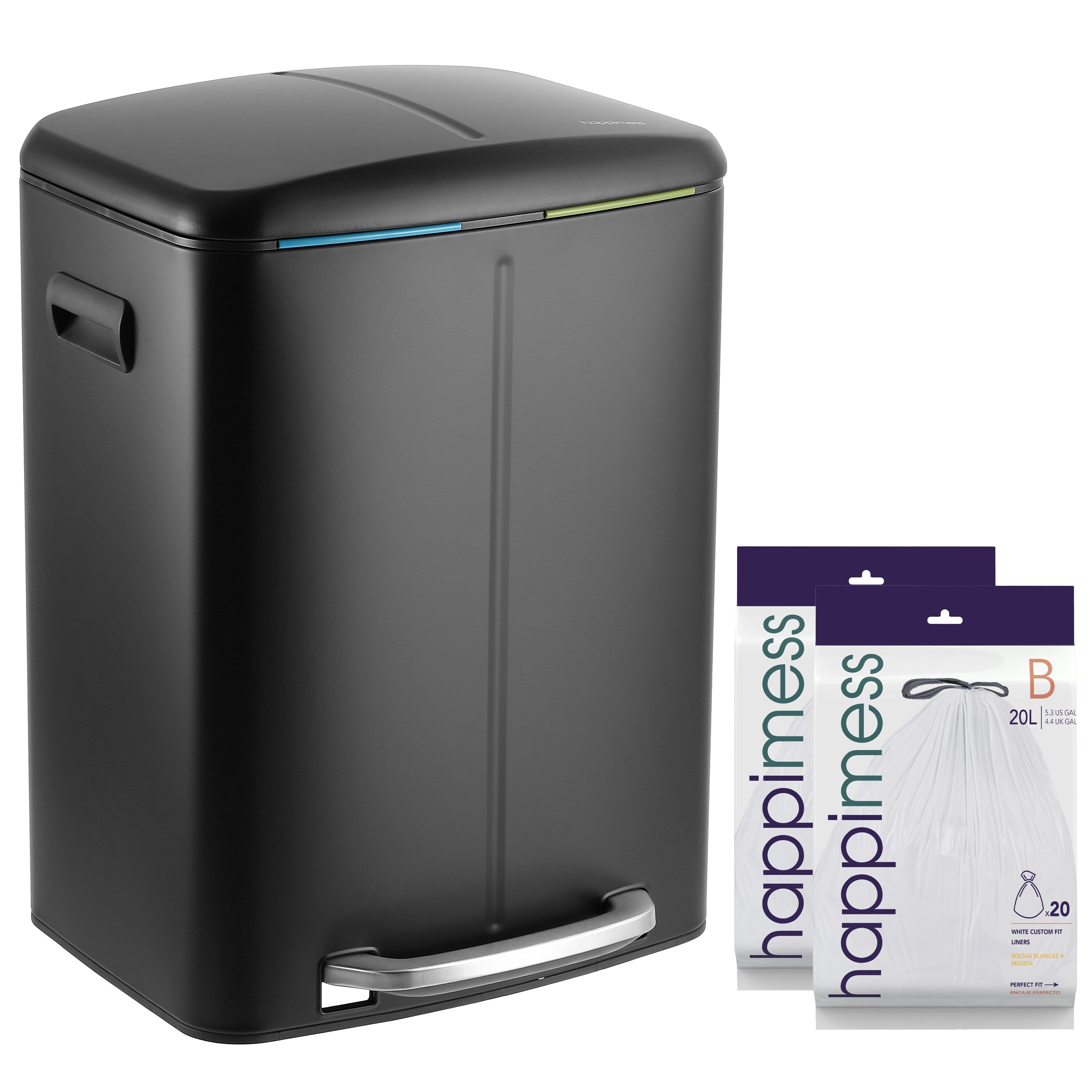 Happimess Marco Rectangular 10.5 Gallon Double Bucket Trash Can With Soft Close Lid