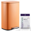 Happimess Connor Rectangular 13 Gallon Trash Can With Soft Close Lid And Free Mini Trash Can Stainless Steel