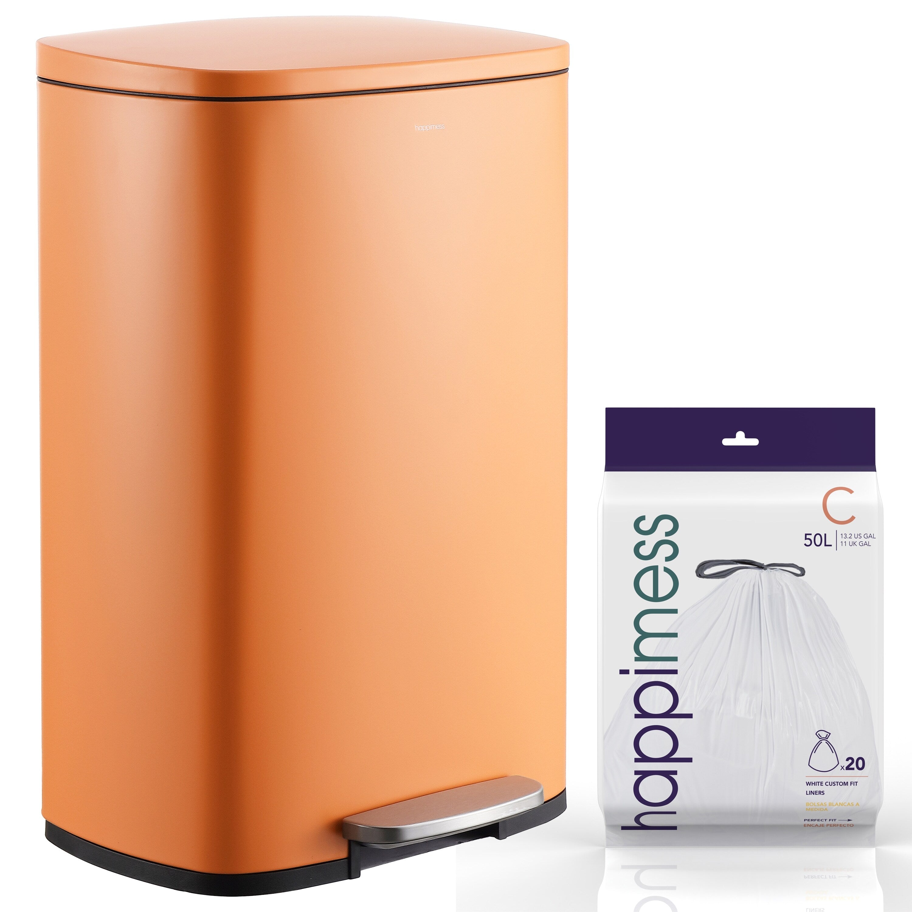 Happimess Connor Rectangular 13 Gallon Trash Can With Soft Close Lid And Free Mini Trash Can Stainless Steel