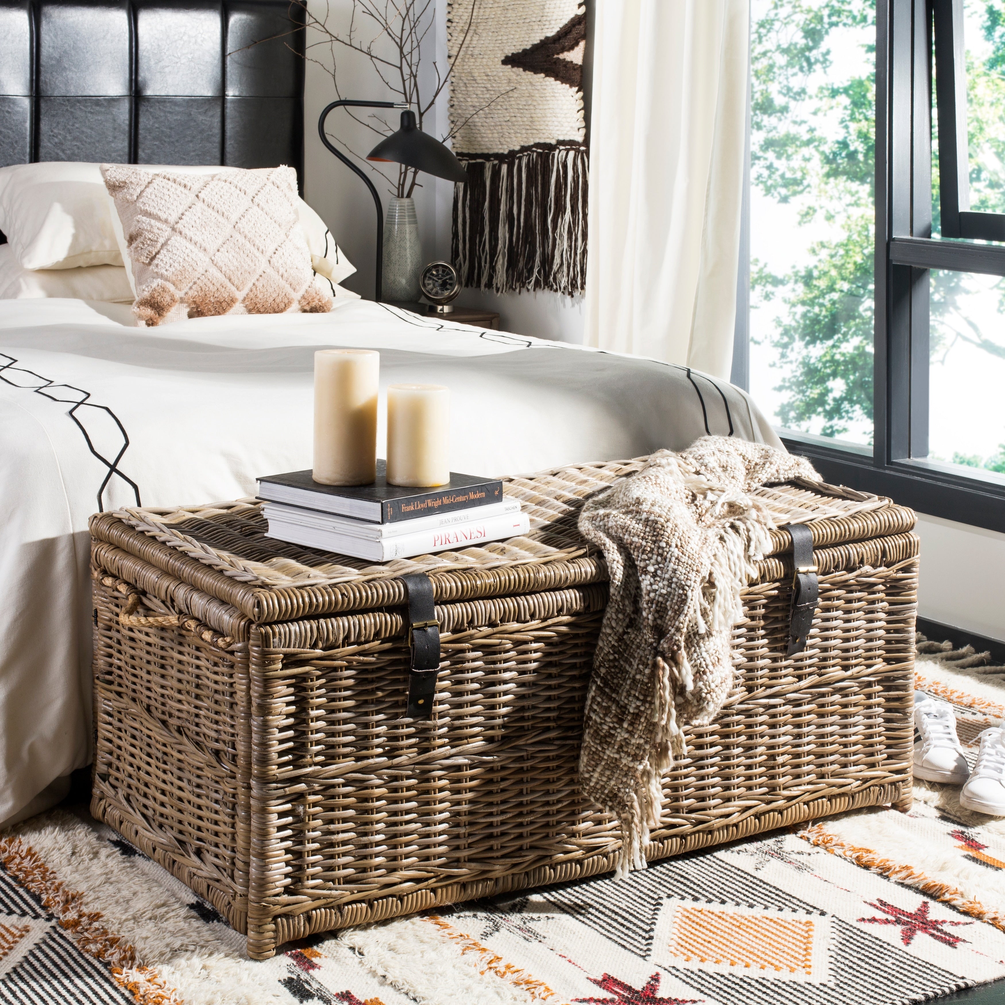 Happimess Caden 46 Wicker Storage Trunk Gray