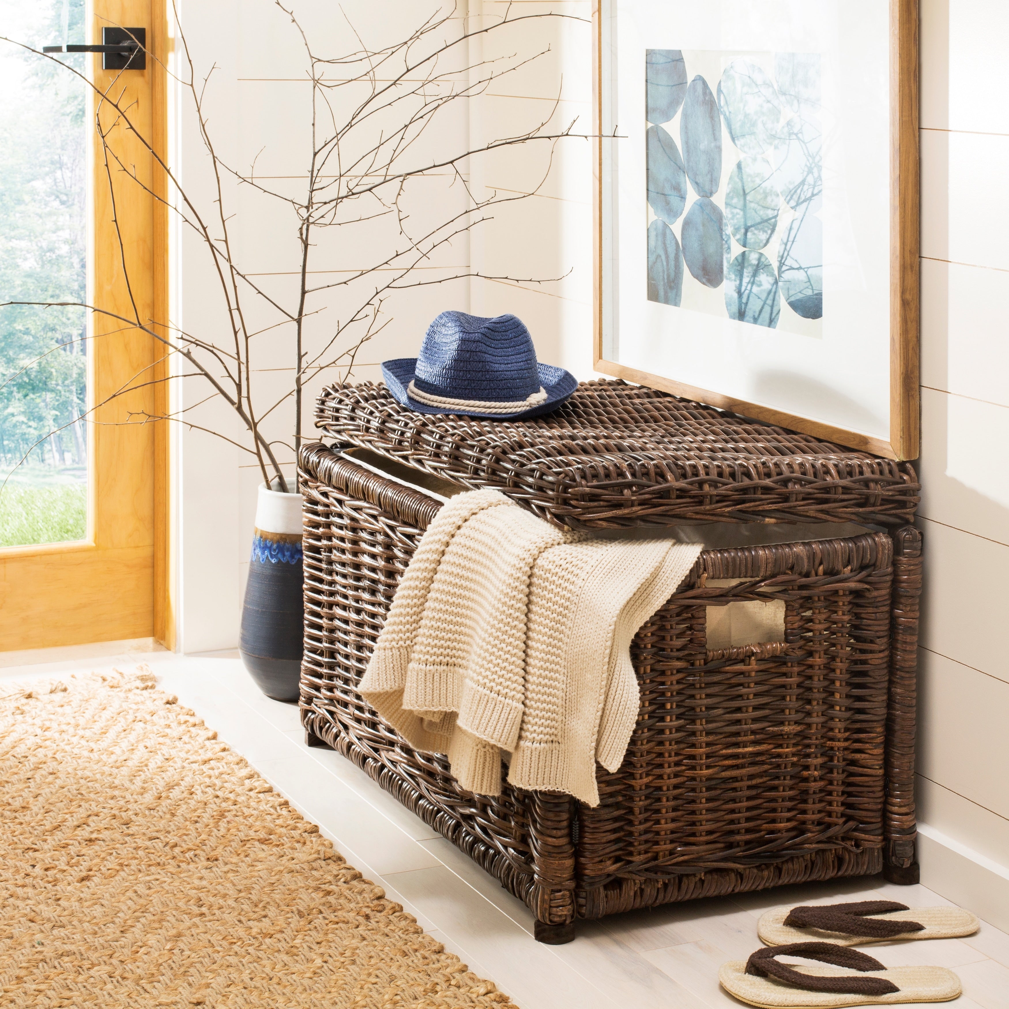 Happimess Elijah 30 Wicker Storage Trunk Brown