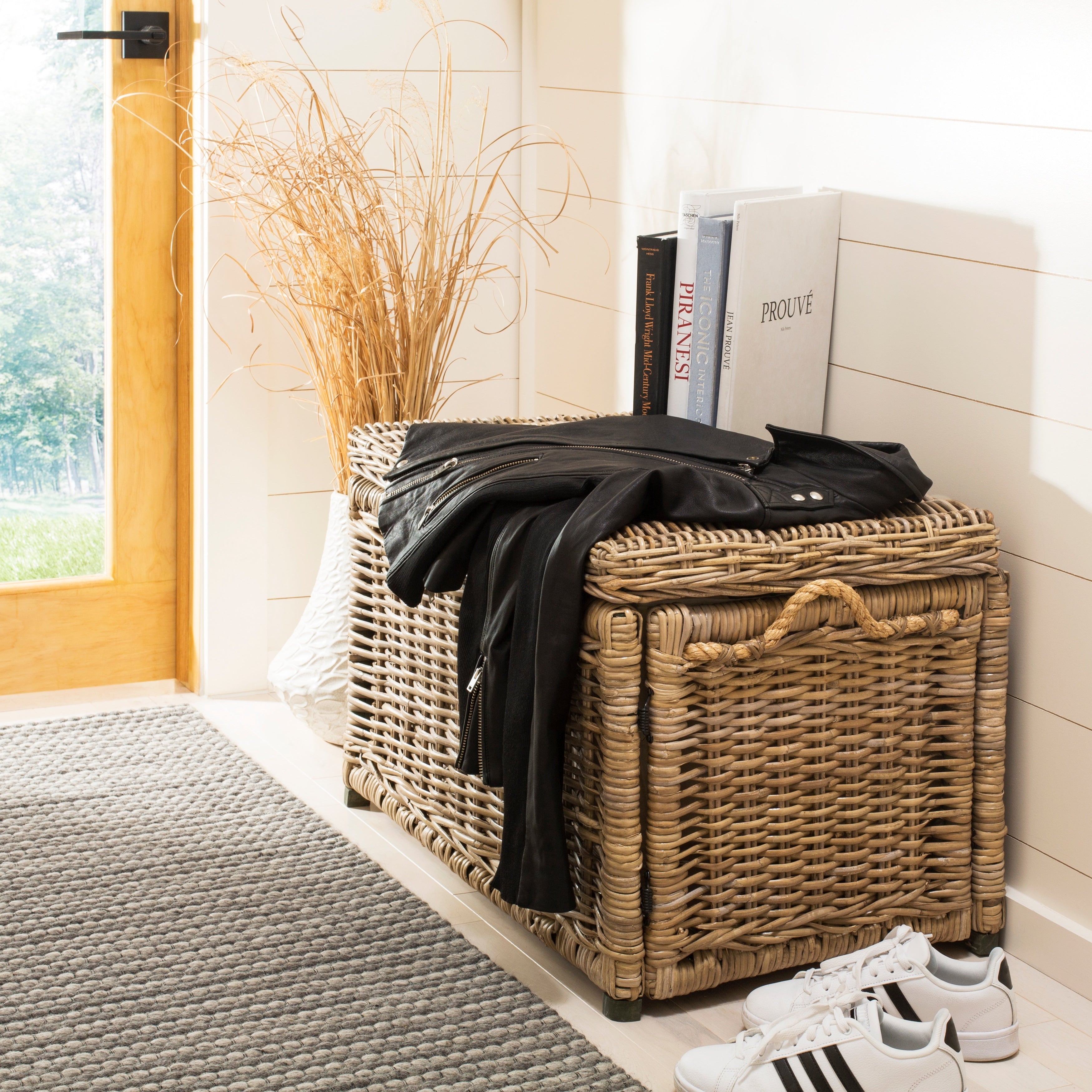 Happimess Jacob 30 Wicker Storage Trunk Gray