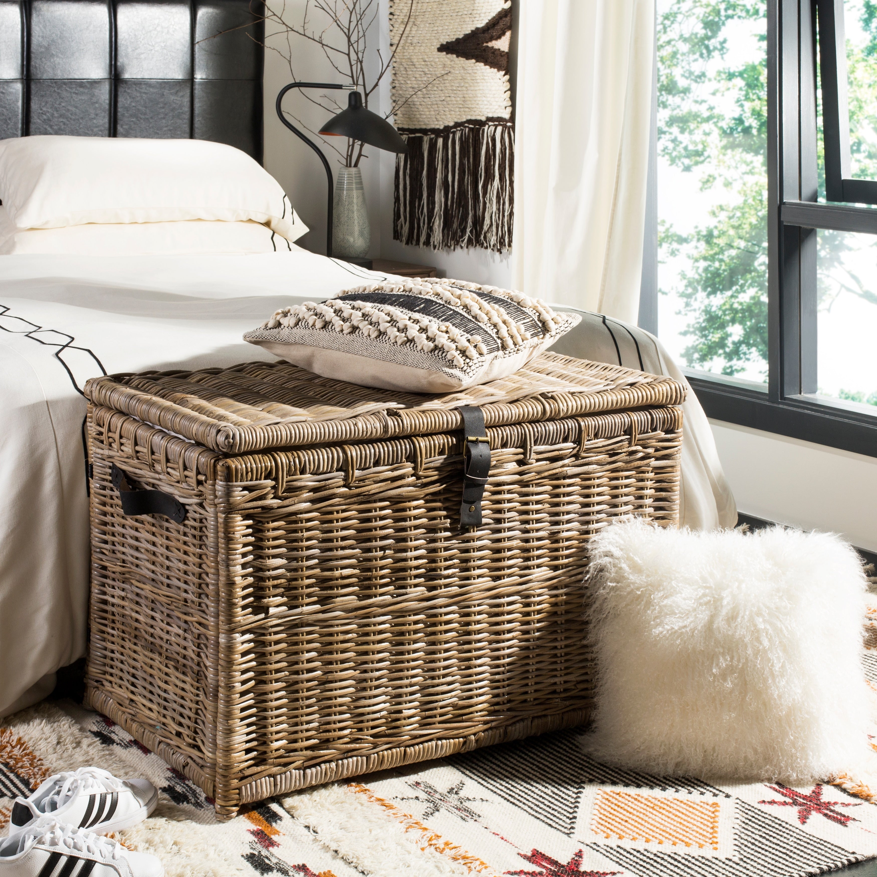 Happimess Michael 35 Wicker Storage Trunk Gray
