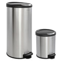Happimess Oscar Round 8 Gallon Step Open Trash Can With Free Mini Trash Can Stainless Steel Black