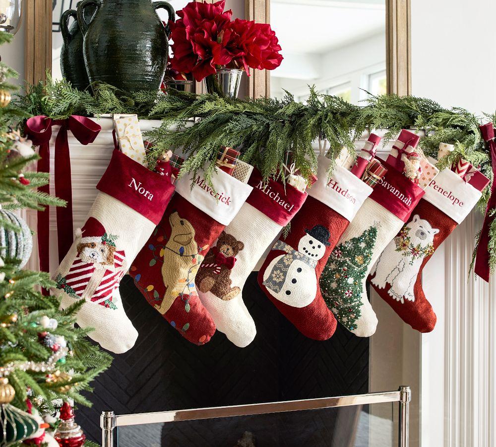 Pottery Barn Holiday Icons Crewel Stockings