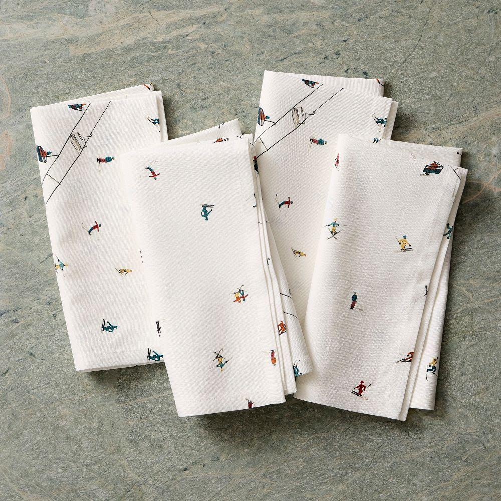 Festive Skier Cotton Napkin Sets