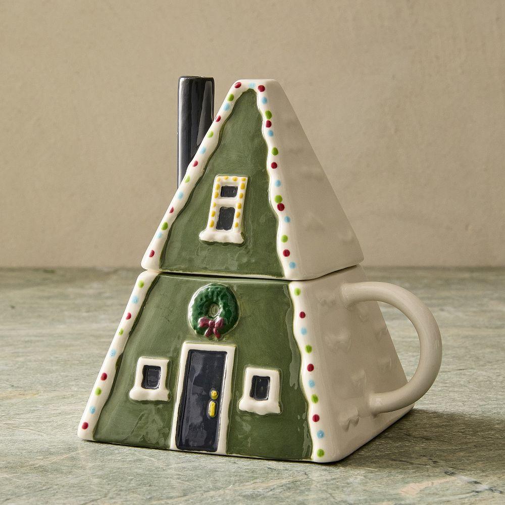 Festive Skiers Figural House Mug