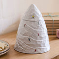 Holiday Skiers Stoneware Mountain Cookie Jar