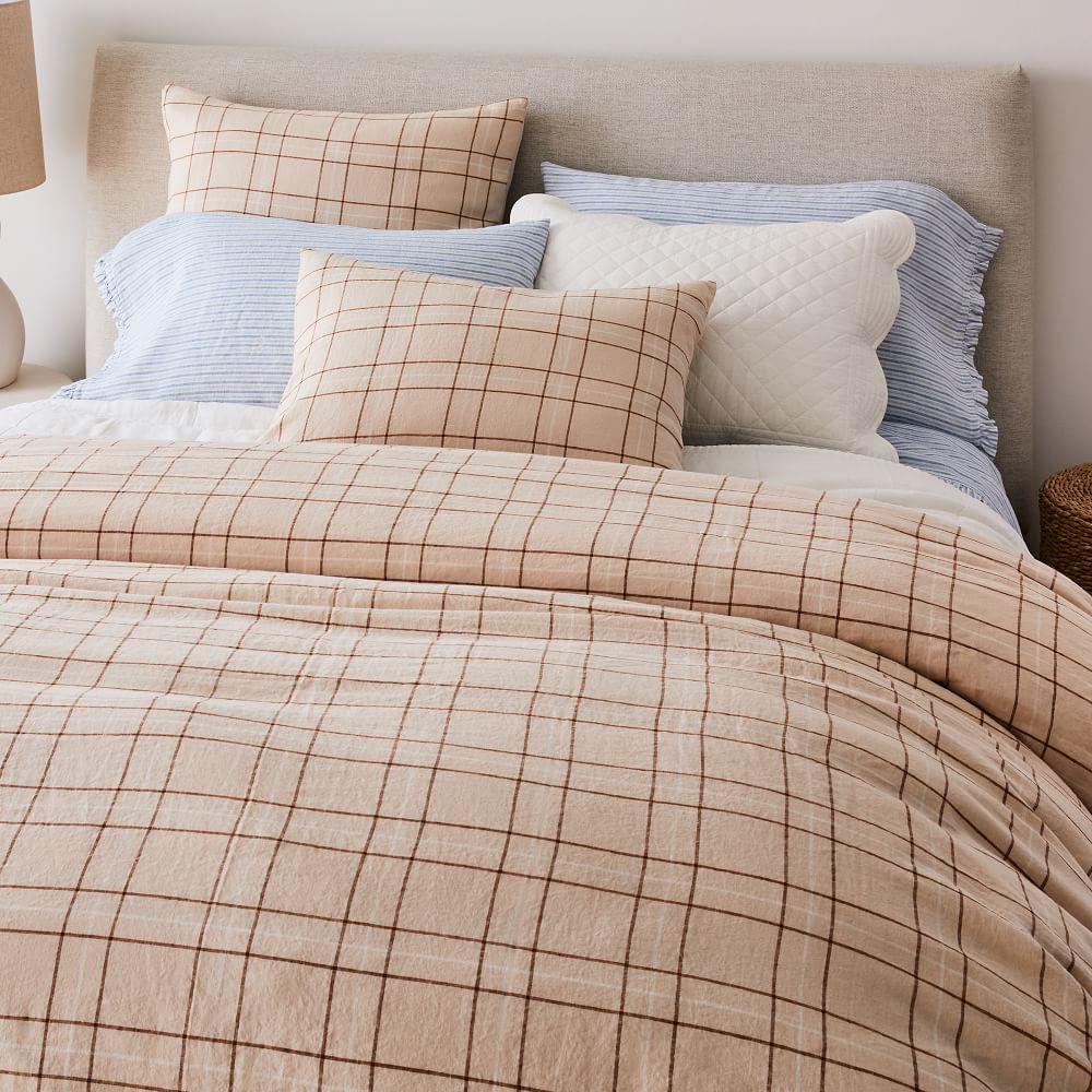 Heather Taylor Home Open Plaid European Flax Linen Duvet Cover & Pillowcases
