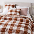 Heather Taylor Home Reversible Gingham European Flax Linen Bedspread & Pillowcases