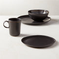 Hyacinth Black Salad Plates with Reactive Glaze Set of 6