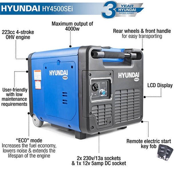 Hyundai HY4500SEi Portable Generator For E-Bikes