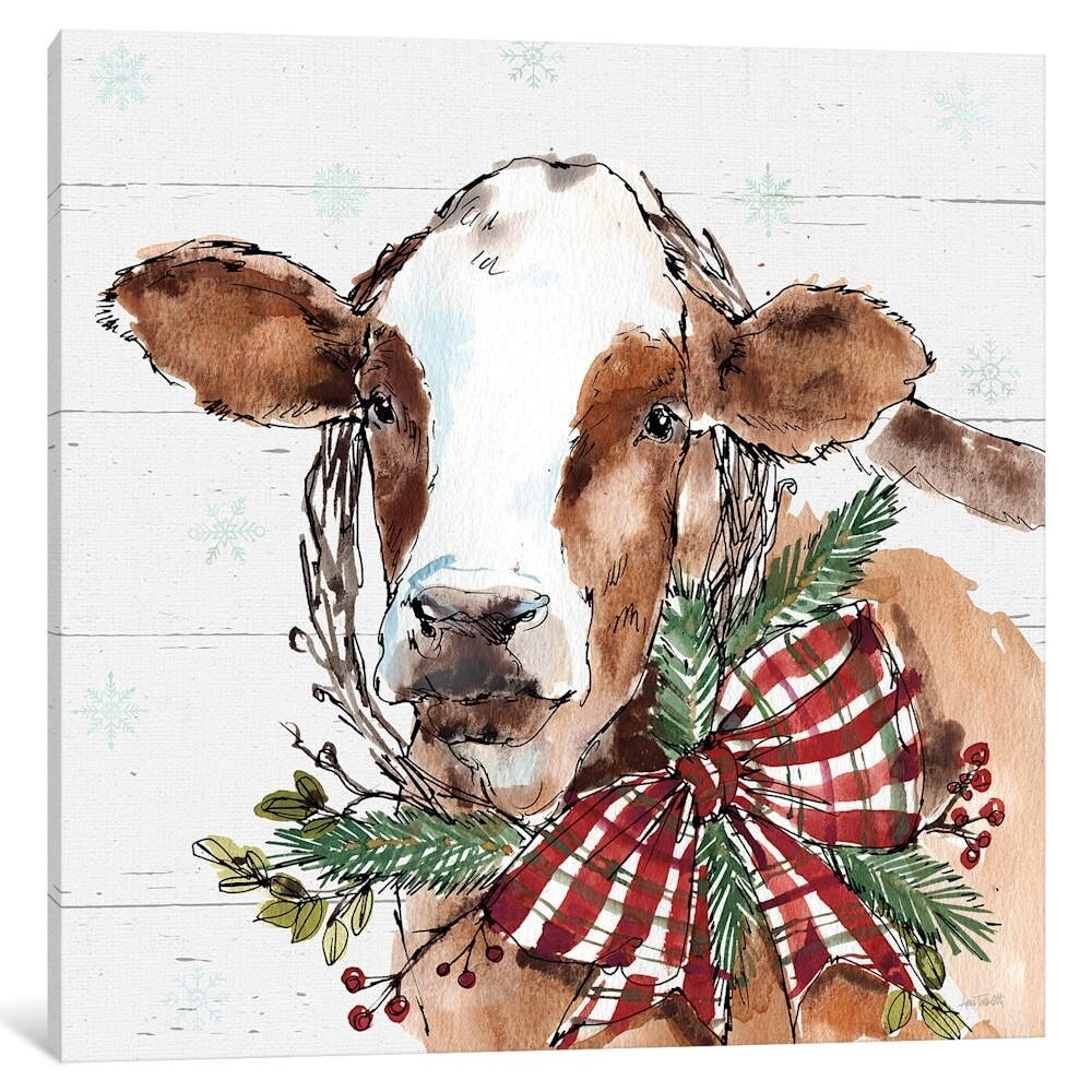 Icanvas Christmas Cow By Anne Tavoletti