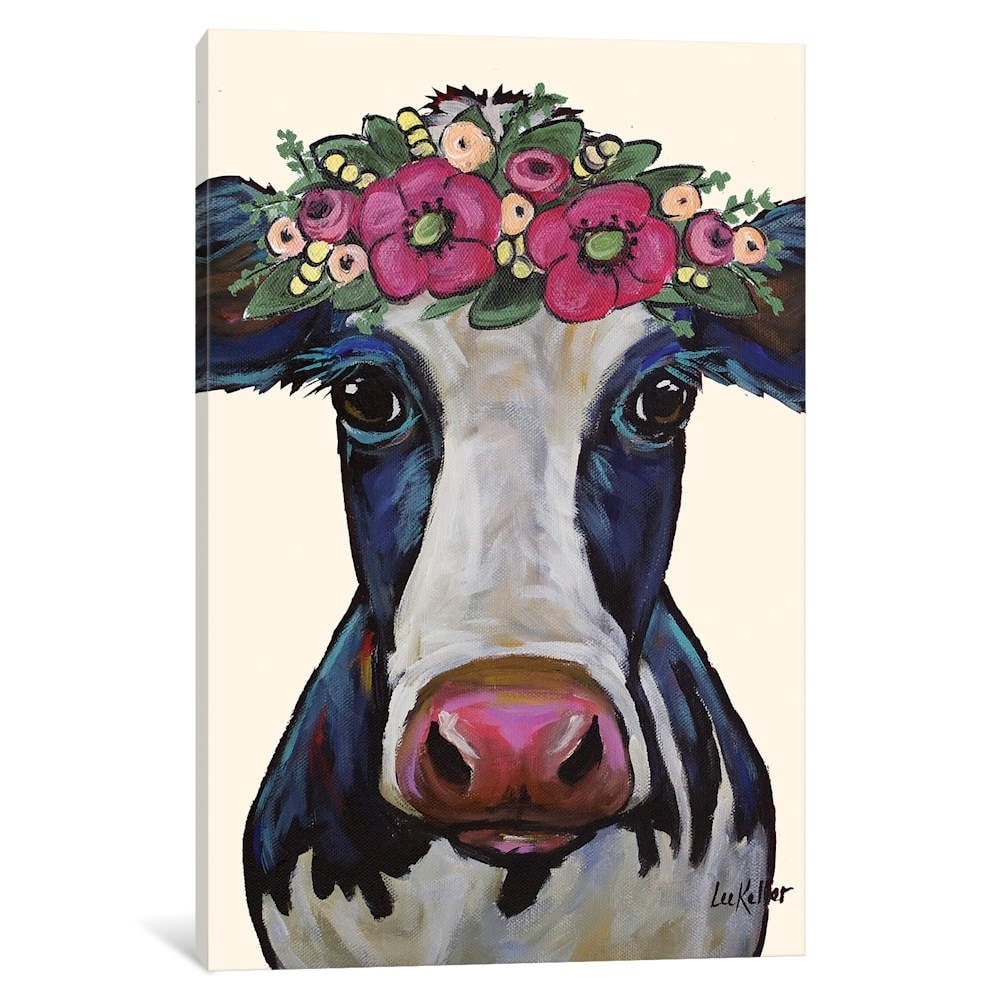 Icanvas Cow Georgia Flower Crown By Hippie Hound Studios