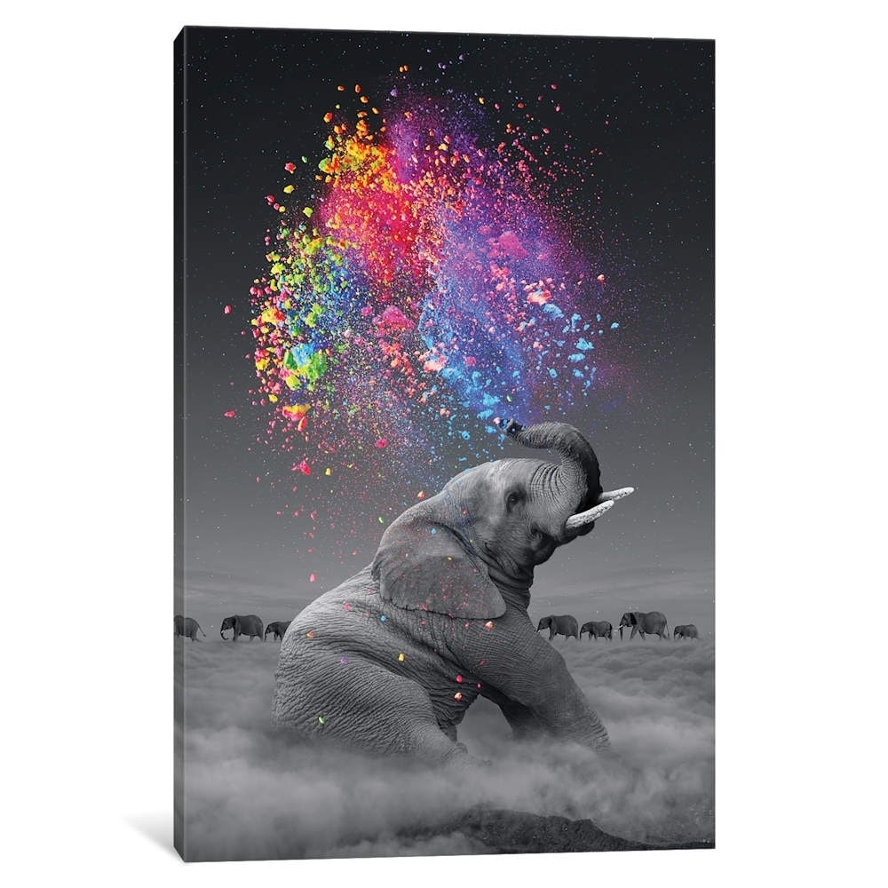 Icanvas Elephant Color Explosion By Soaring Anchor Designs