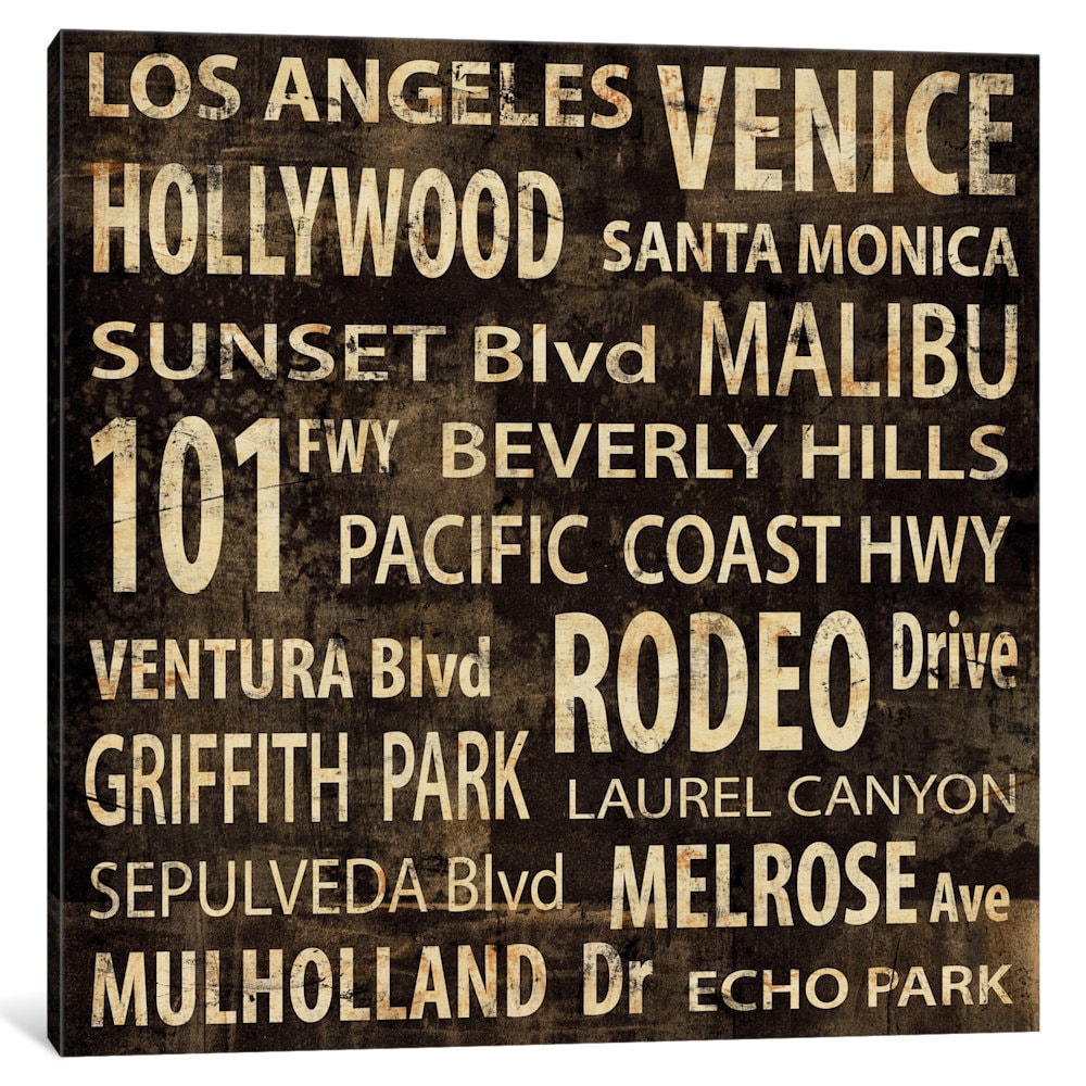 Icanvas La In Words By Luke Wilson Canvas Print