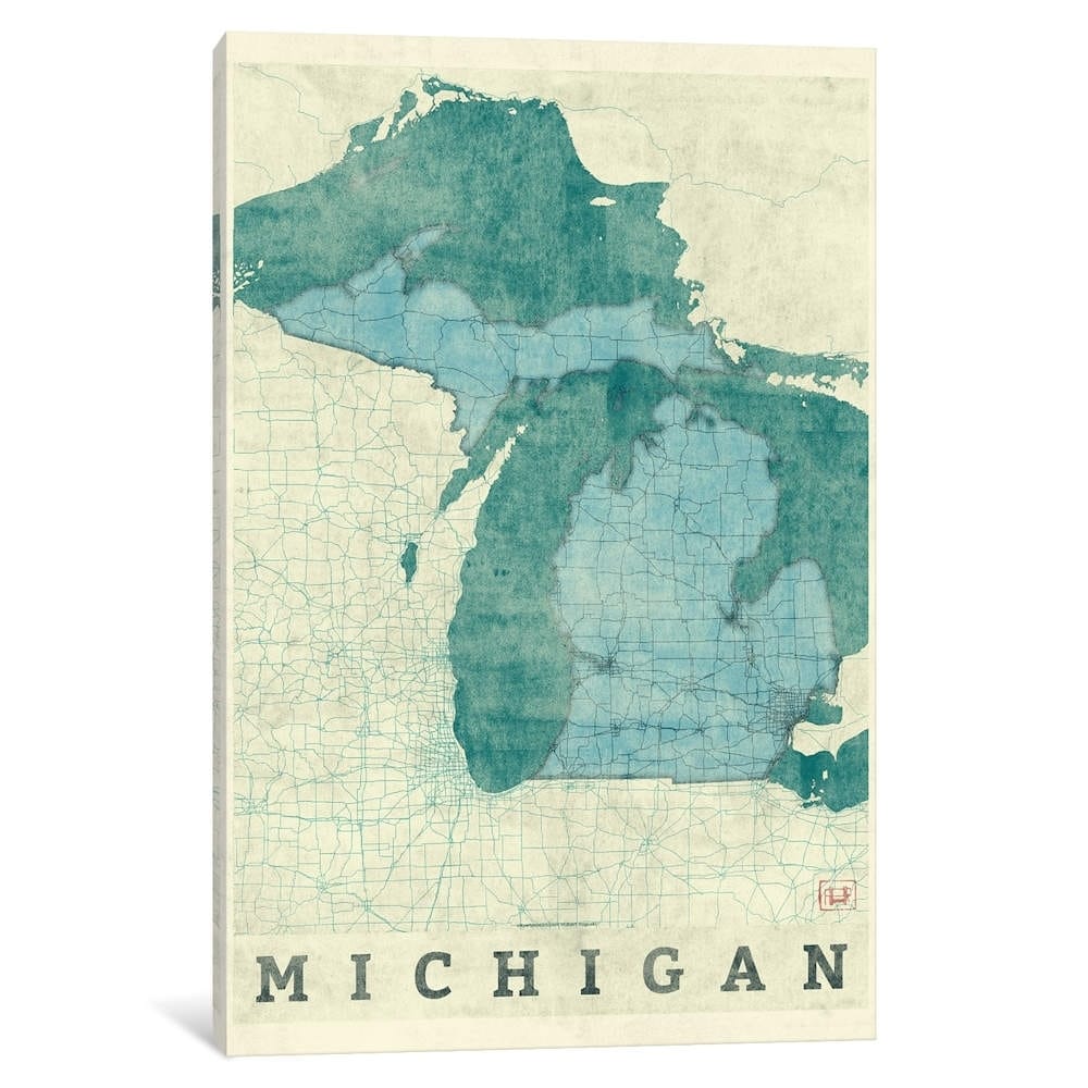 Icanvas Michigan Map By Hubert Roguski