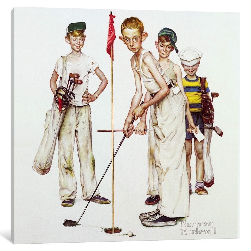 Icanvas Missed Four Sporting Boys Golf By Norman Rockwell