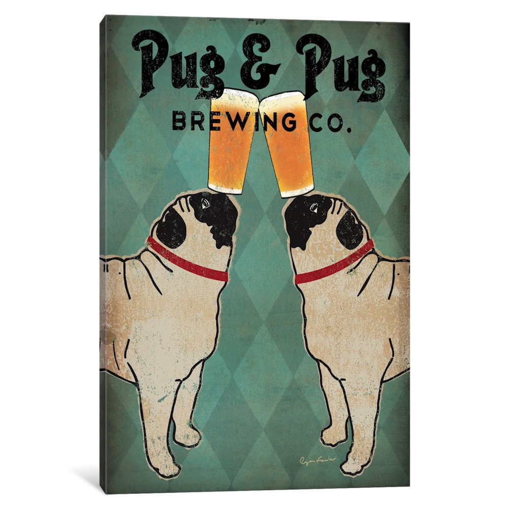 Icanvas Pug And Pug Brewing By Ryan Fowler Canvas Print