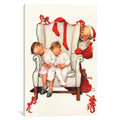 Icanvas Santa Looking At Two Sleeping Children By Norman Rockwell Canvas Print