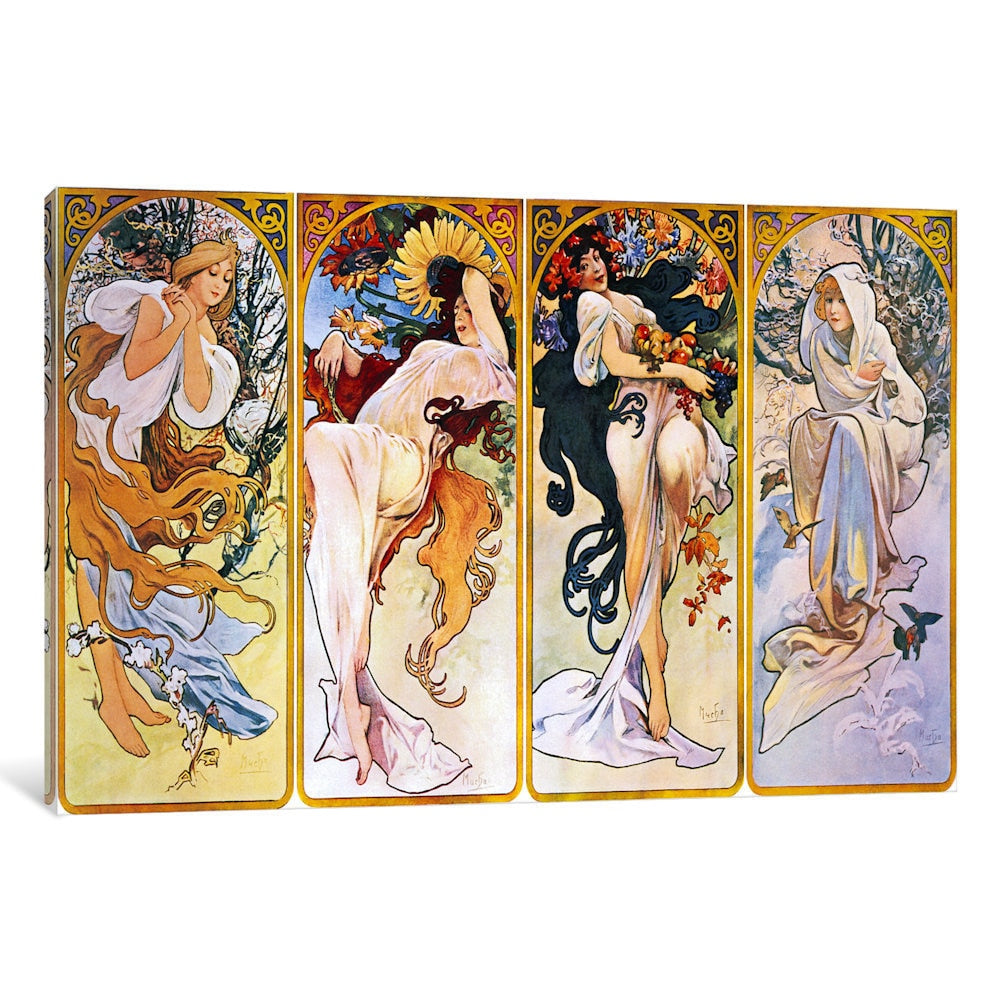 Icanvas The Four Seasons 1895 By Alphonse Mucha Canvas Print