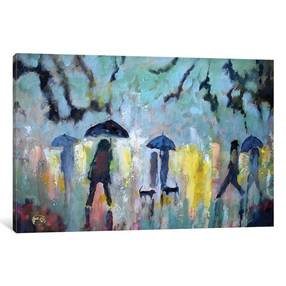 Icanvas Two Dachshunds In The Rain By Kip Decker