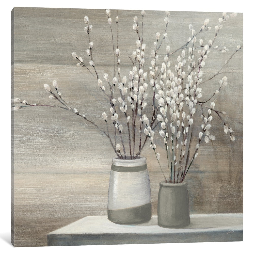 Icanvas Willow Still Life Gray Pots By Julia Purinton Canvas Print