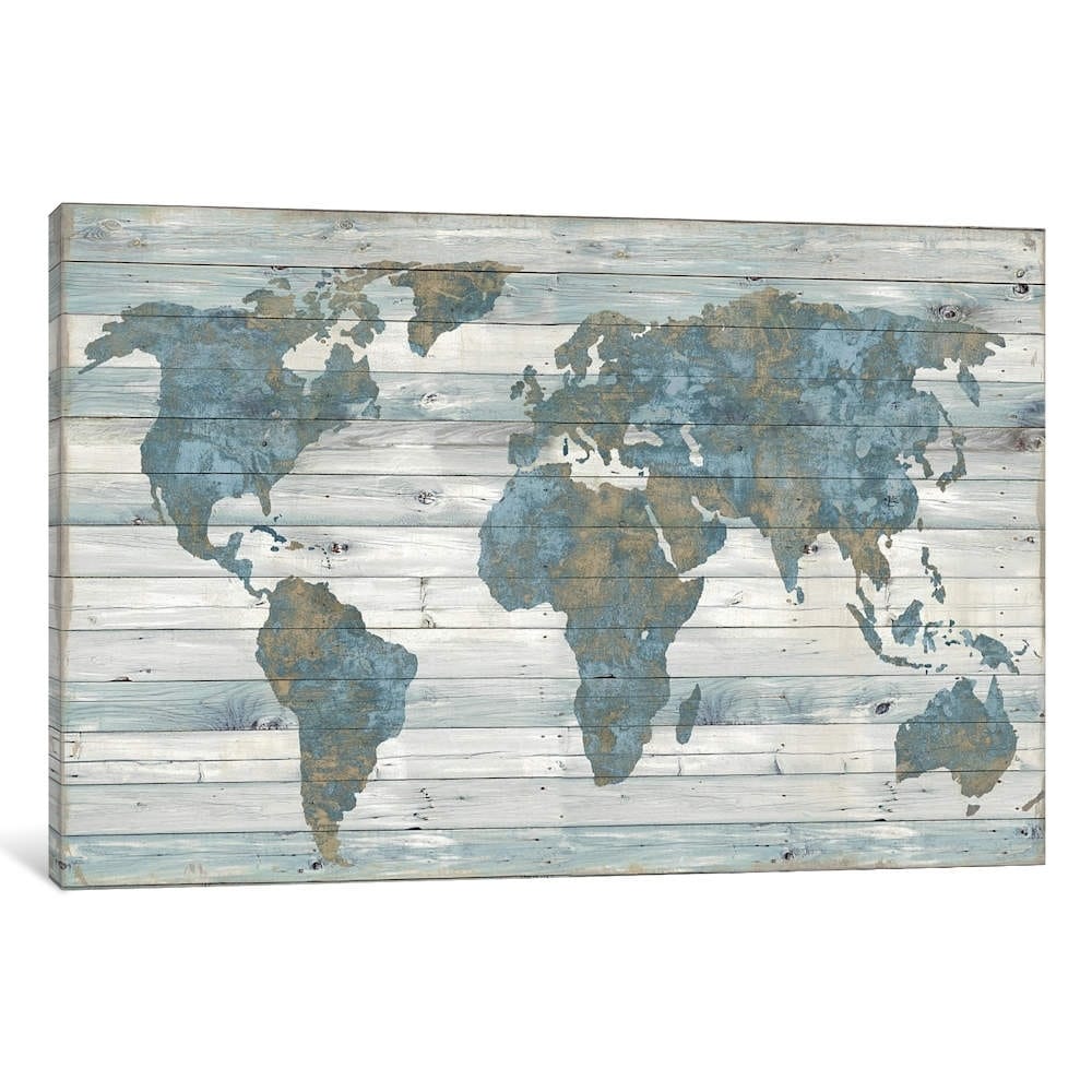 Icanvas World Map On Wood By Janie Macdowell