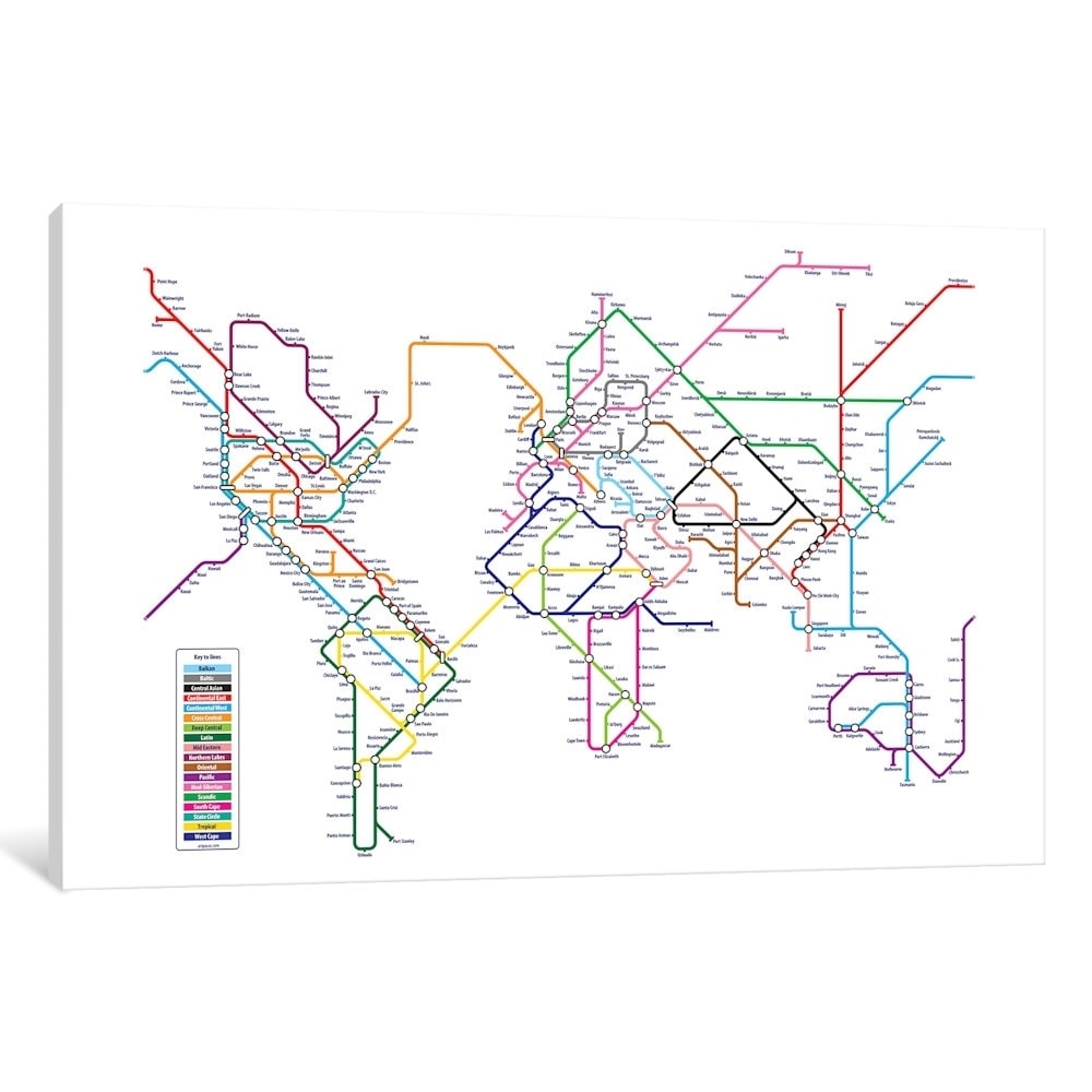 Icanvas World Metro Tube Map By Michael Tompsett Canvas Print