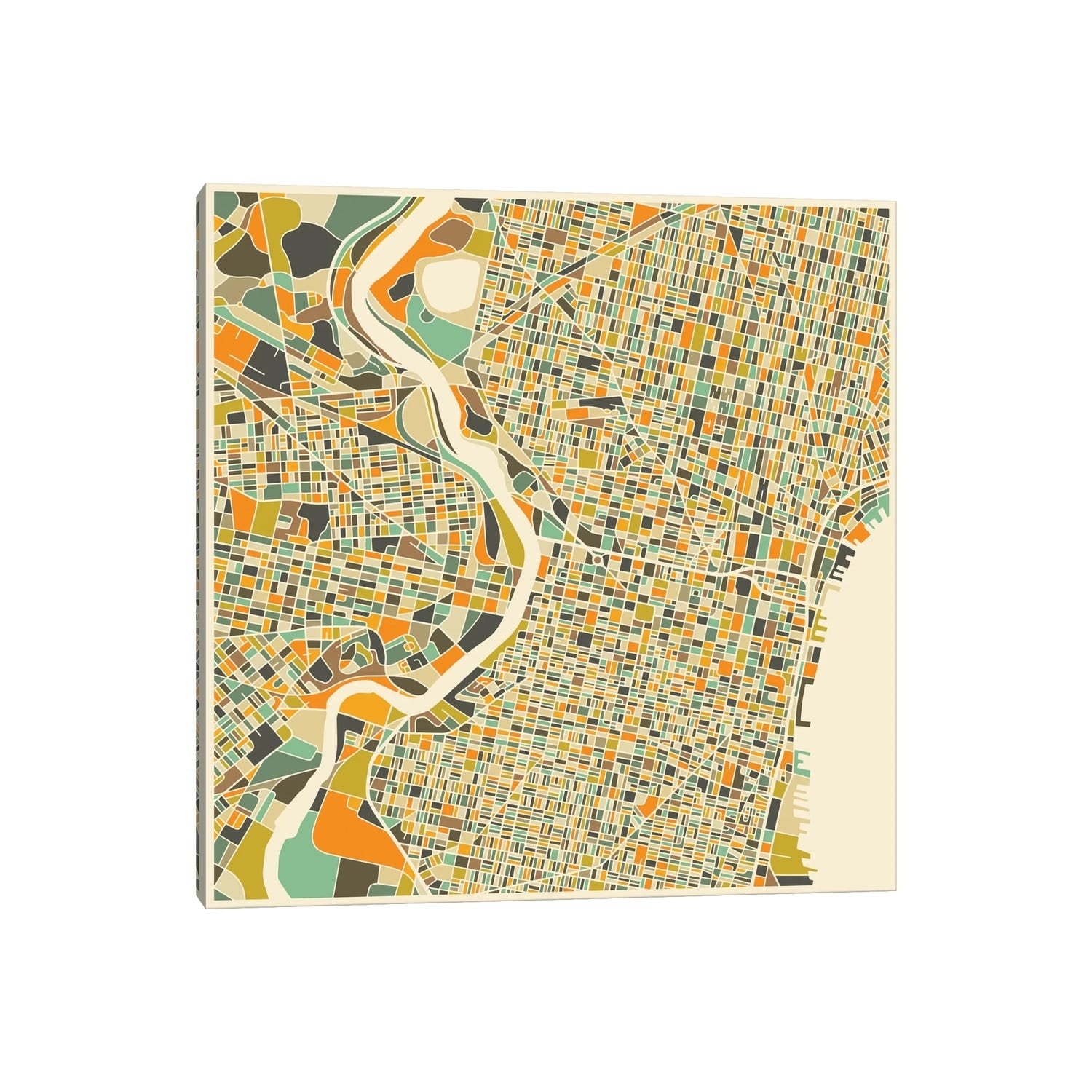 Icanvas Abstract City Map Of Philadelphia By Jazzberry Blue Canvas Print