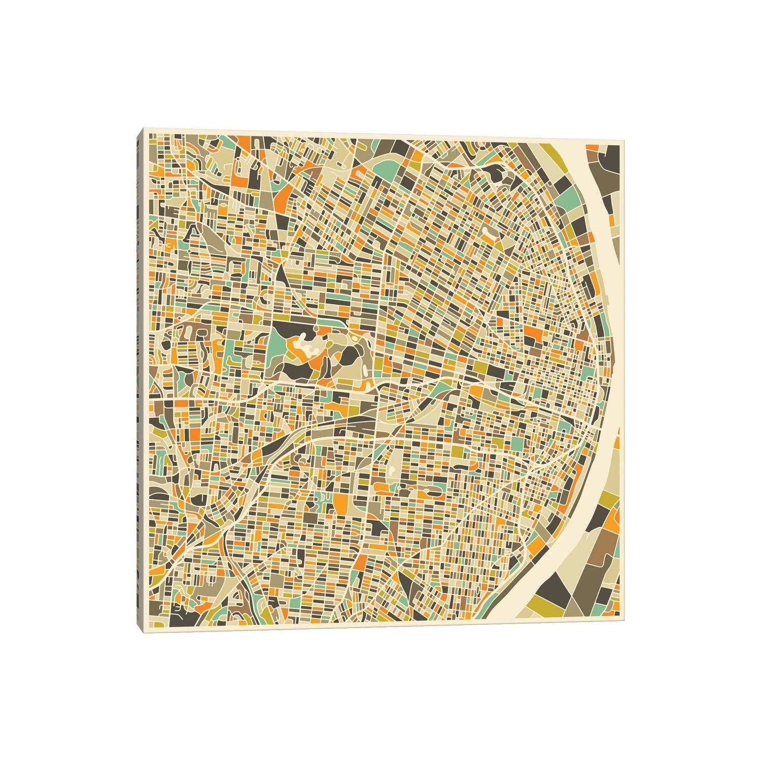Icanvas Abstract City Map Of St. Louis By Jazzberry Blue Canvas Print