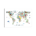 Icanvas Michael Thompsett Animal Map Of The World Canvas Print Wall Art