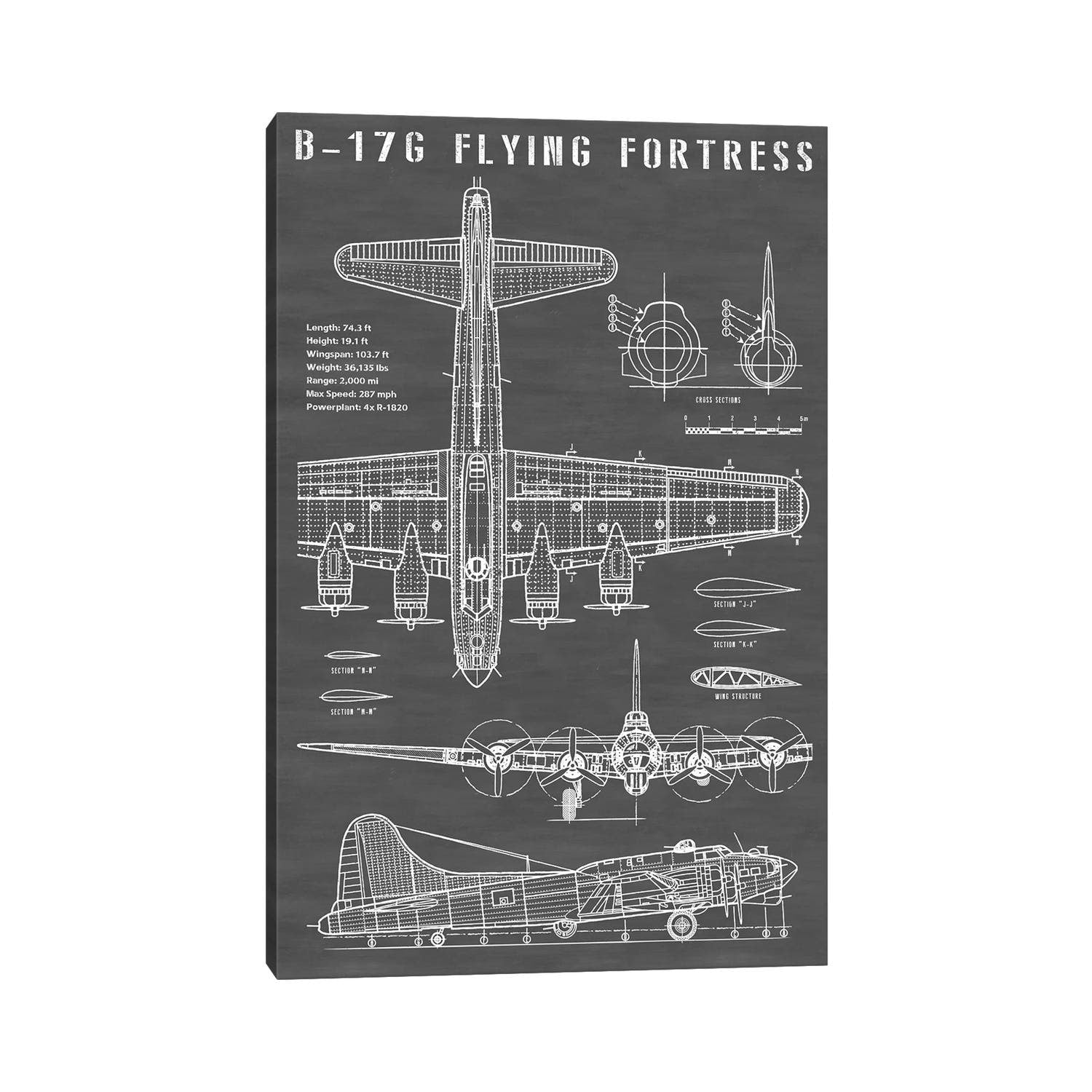 Icanvas B 17 Vintage Bomber Airplane