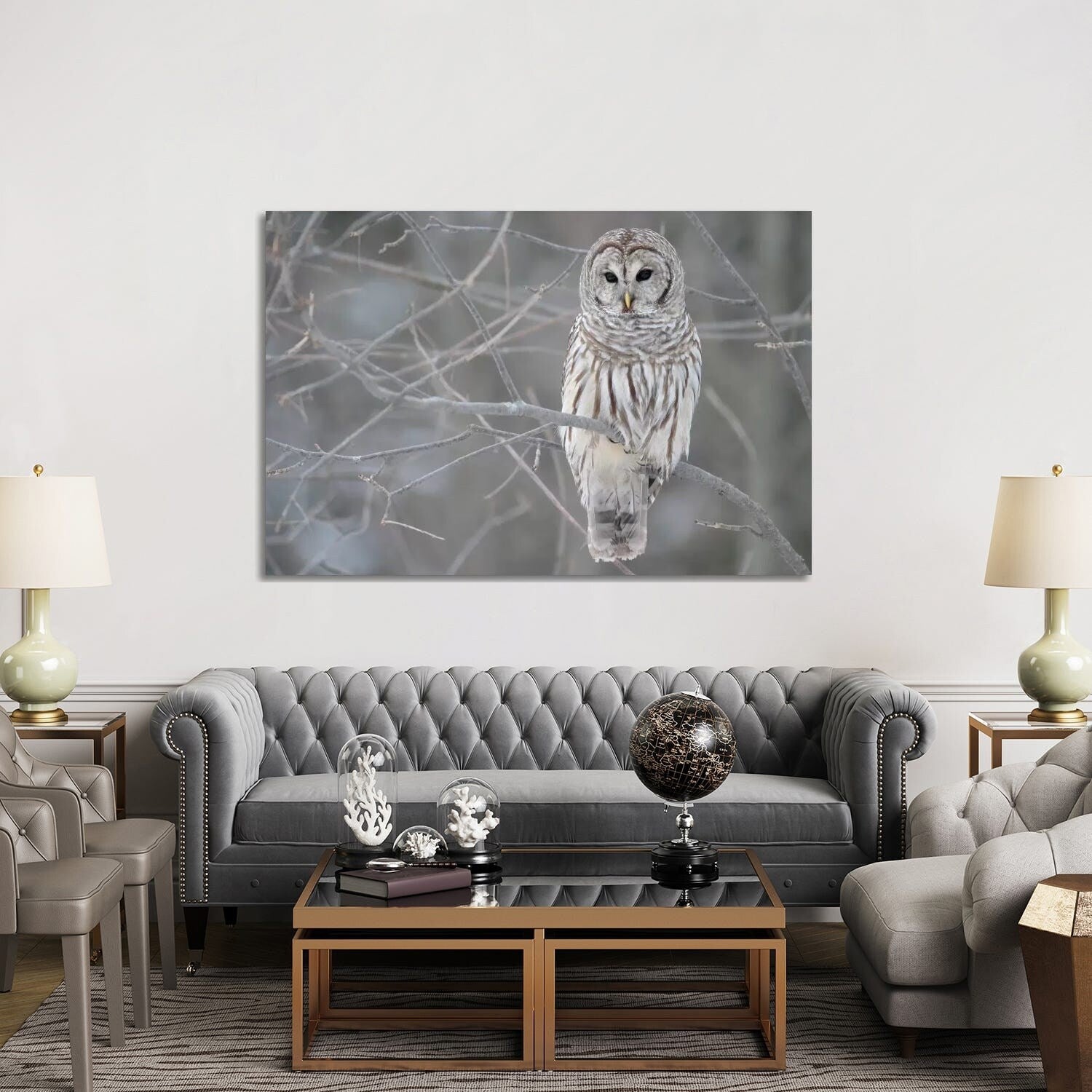 Icanvas Barred Owl On Branches By Unknown Artist Canvas Print