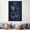 Icanvas Basketball Goal Navy Blue Patent Blueprint By Aged Pixel Canvas Print