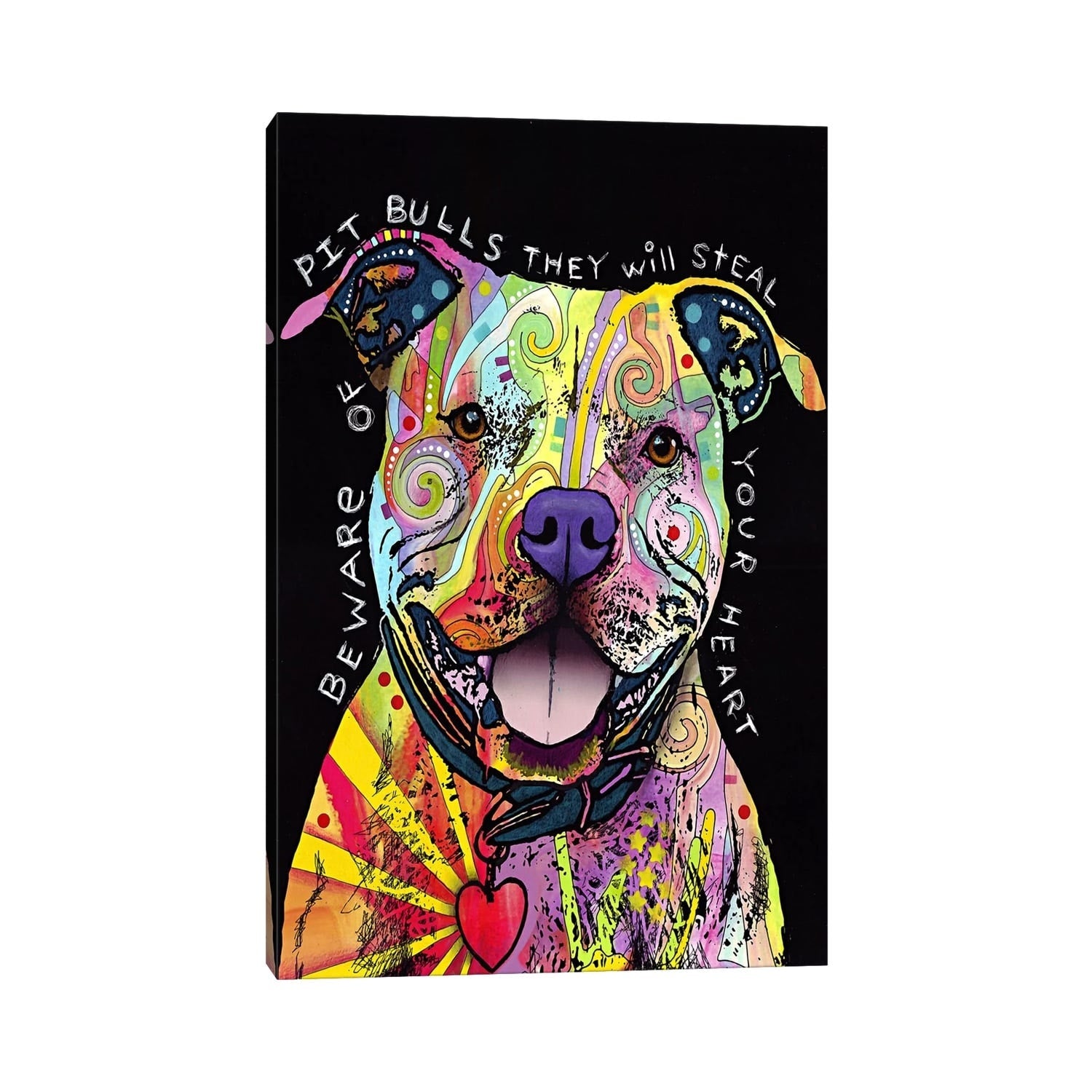 Icanvas Beware Of Pit Bulls By Dean Russo Canvas Print
