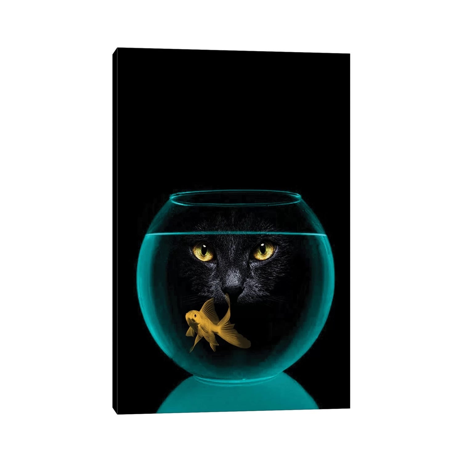 Icanvas Black Cat Goldfish By Vin Zzep Canvas Print